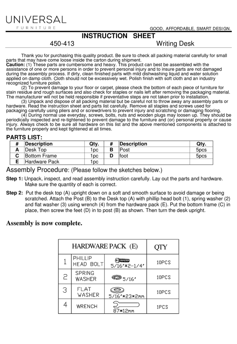 Universal Furniture 450-413 instruction sheet Universal Furniture 450-413 instruction sheet