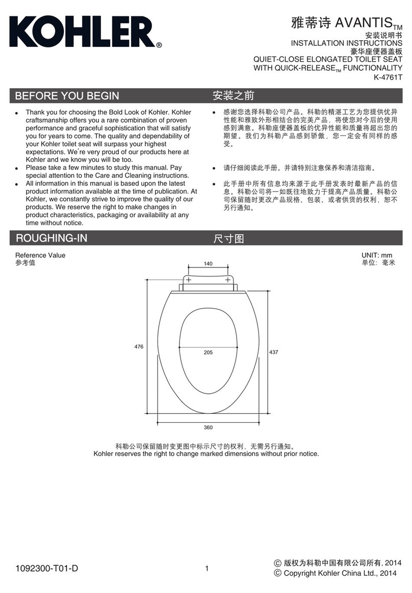 Kohler AVANTIS K-4761T User manual Kohler AVANTIS K-4761T User manual