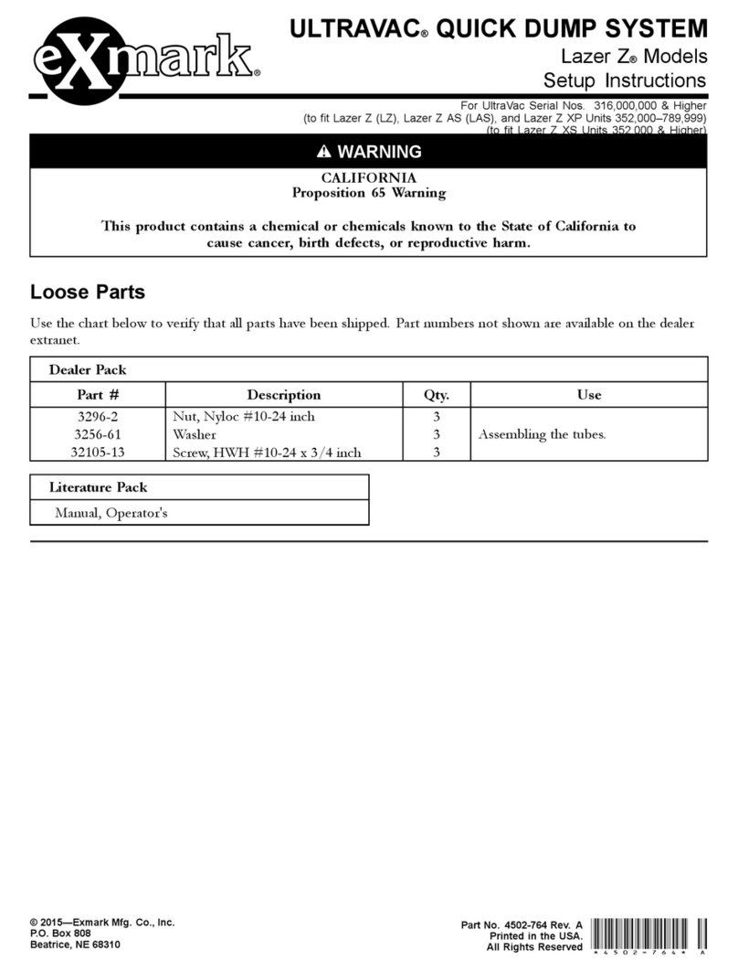 Exmark ULTRAVAC QUICK DUMP SYSTEM Setup instructions