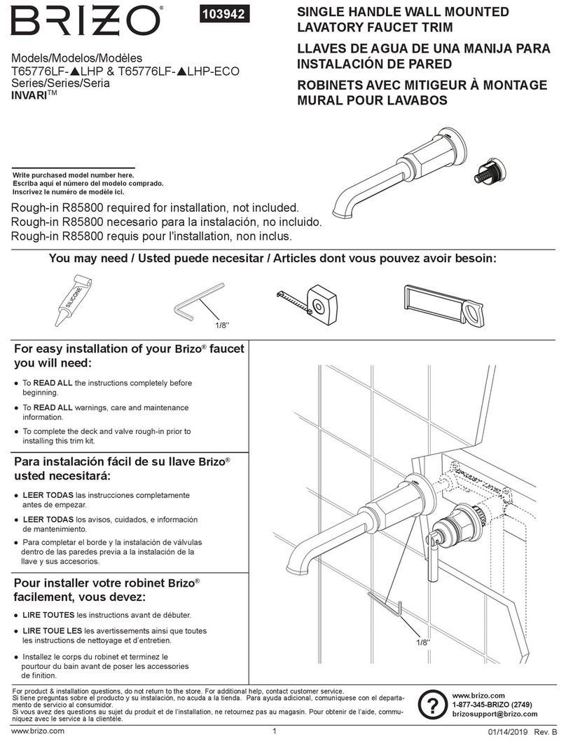 Brizo INVARI T65776LF-LHP Series User manual