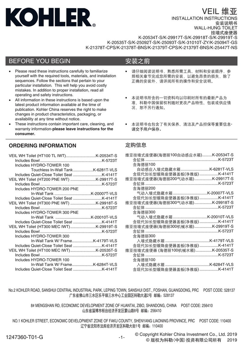 Kohler VEIL HT100 TL IWT User manual