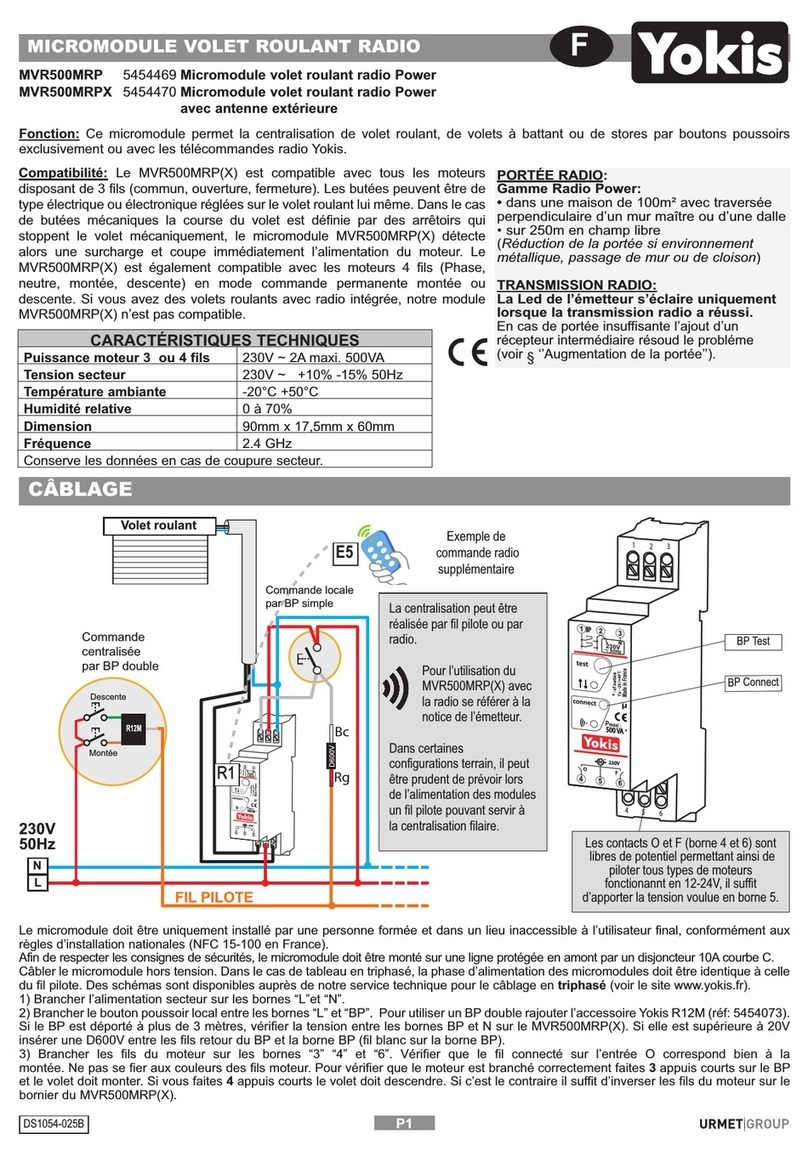 urmet domus Yokis MVR500MRP User manual