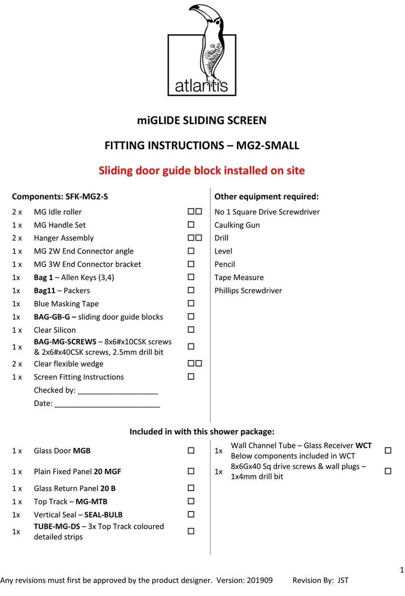 Atlantis miGLIDE MG2-SMALL Fitting instructions