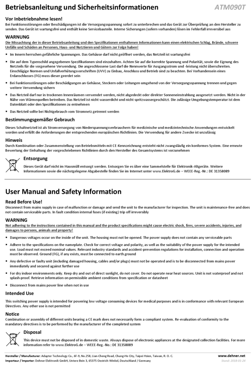 Dehner ATM090T Series User manual and safety information