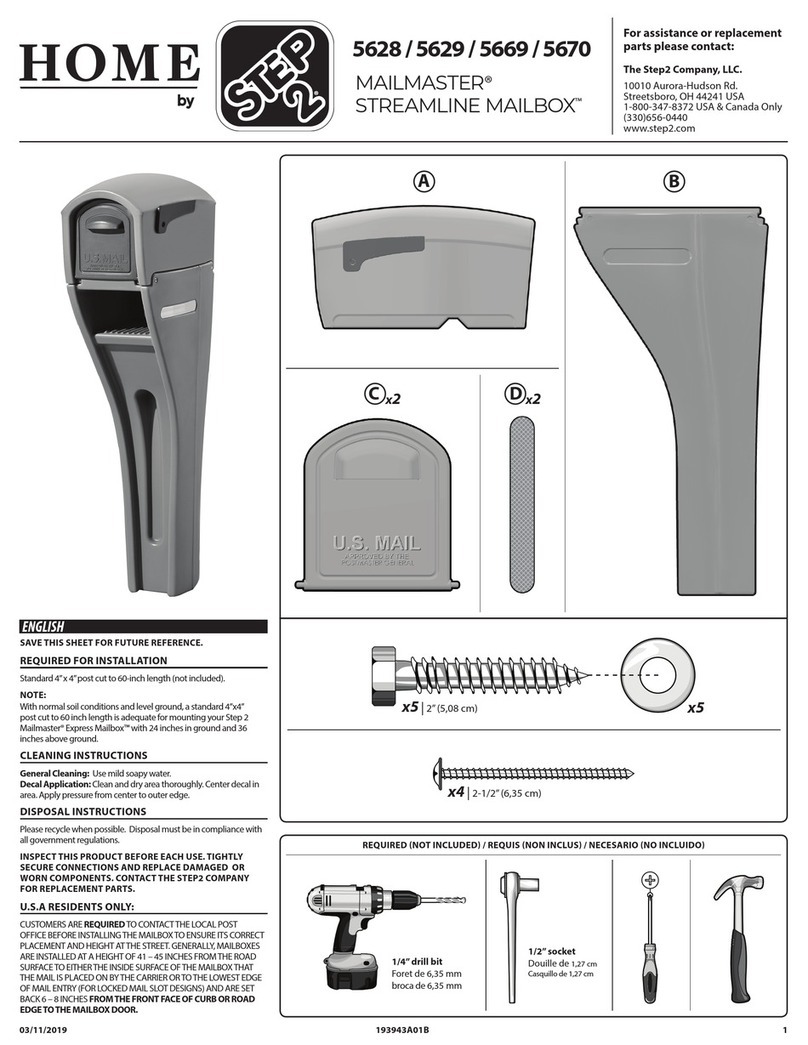 Step 2 HOME MAILMASTER STREAMLINE MAILBOX 5628 User manual