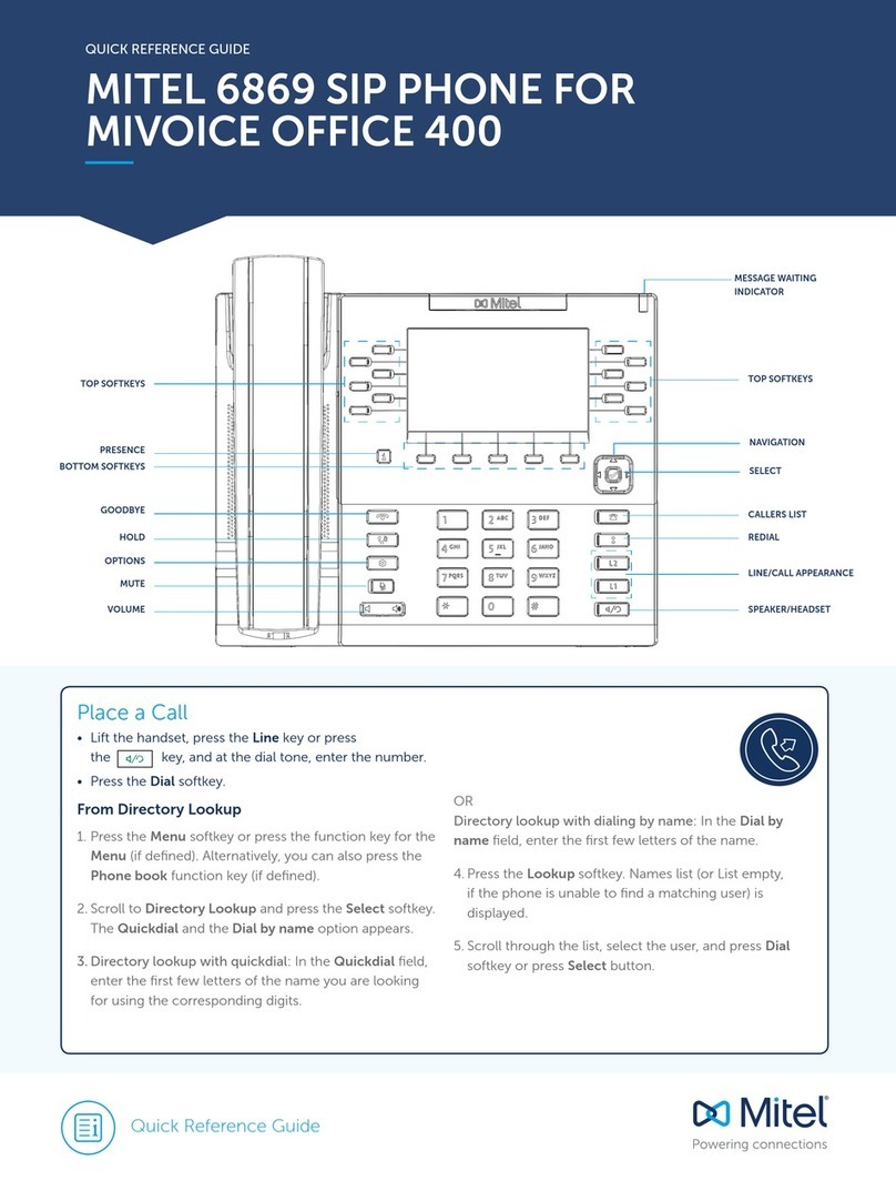 Mitel Deskphone 6869 Quick reference guide