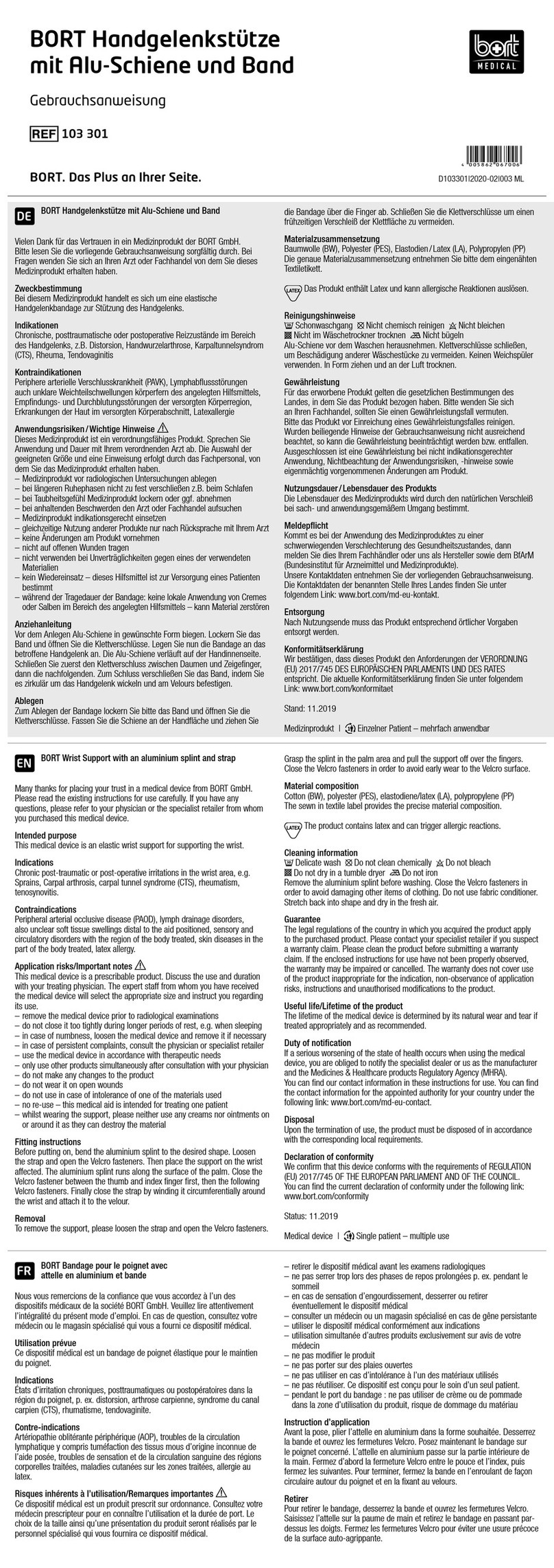 bort medical 103 301 quick guide