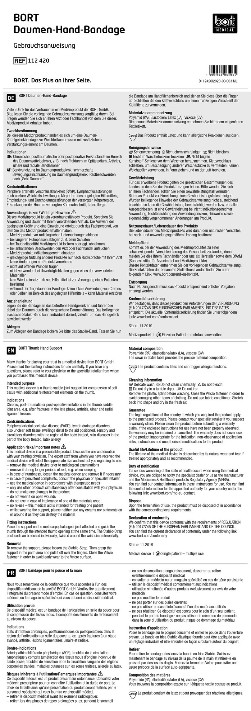 bort medical 112 420 quick guide