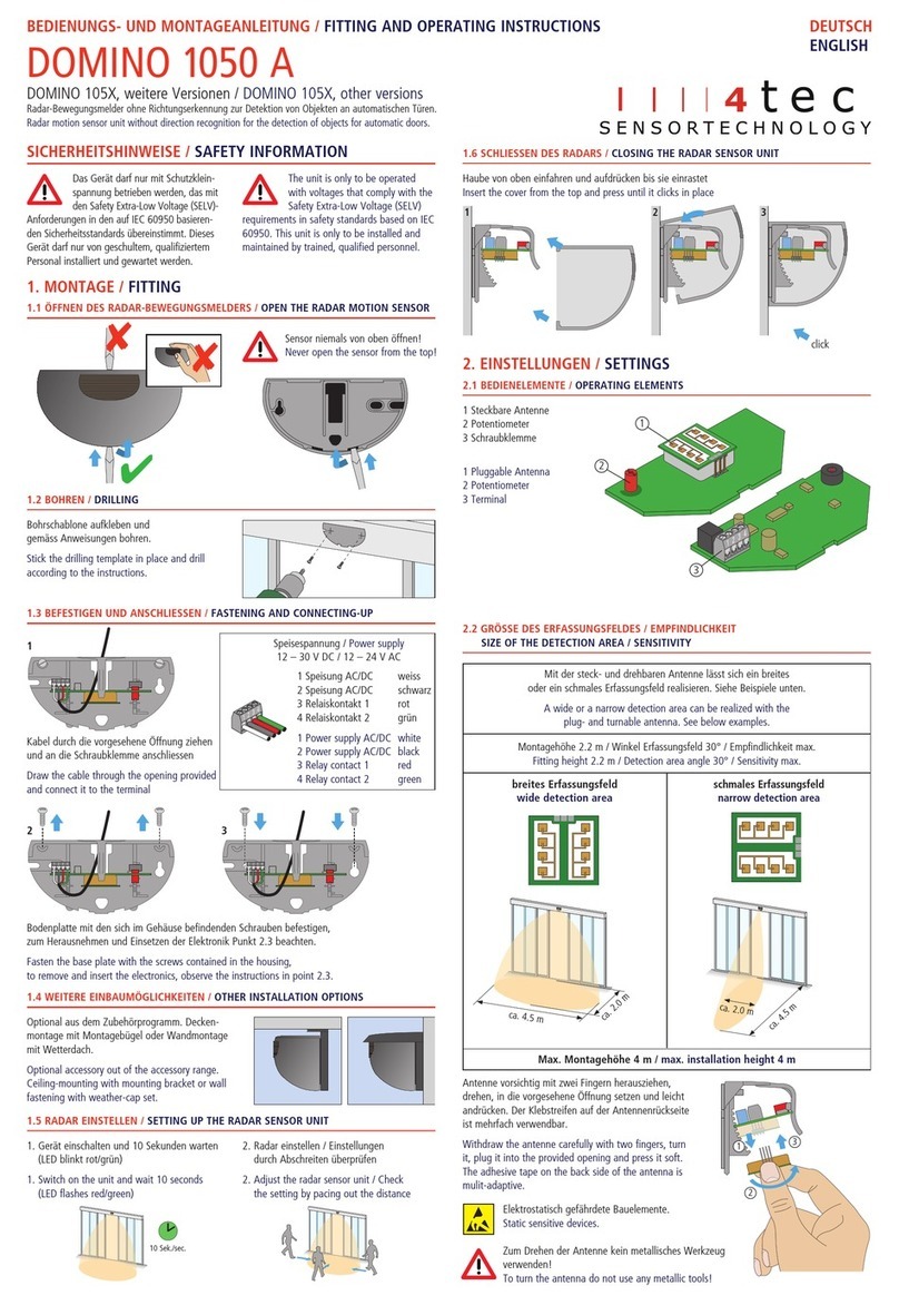 4 tec SENSORTECHNOLOGY DOMINO 105 Series Fitting and operating instructions 4 tec SENSORTECHNOLOGY DOMINO 105 Series Fitting and operating instructions