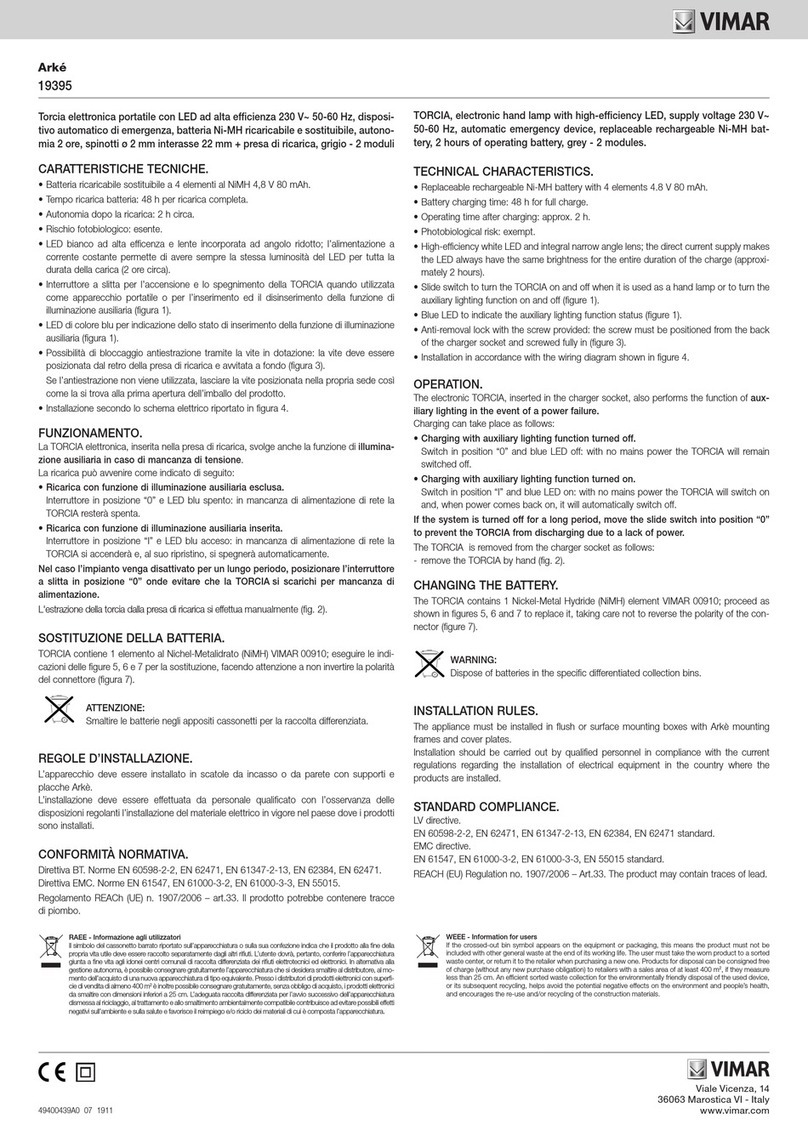 Vimar Arke TORCIA User manual