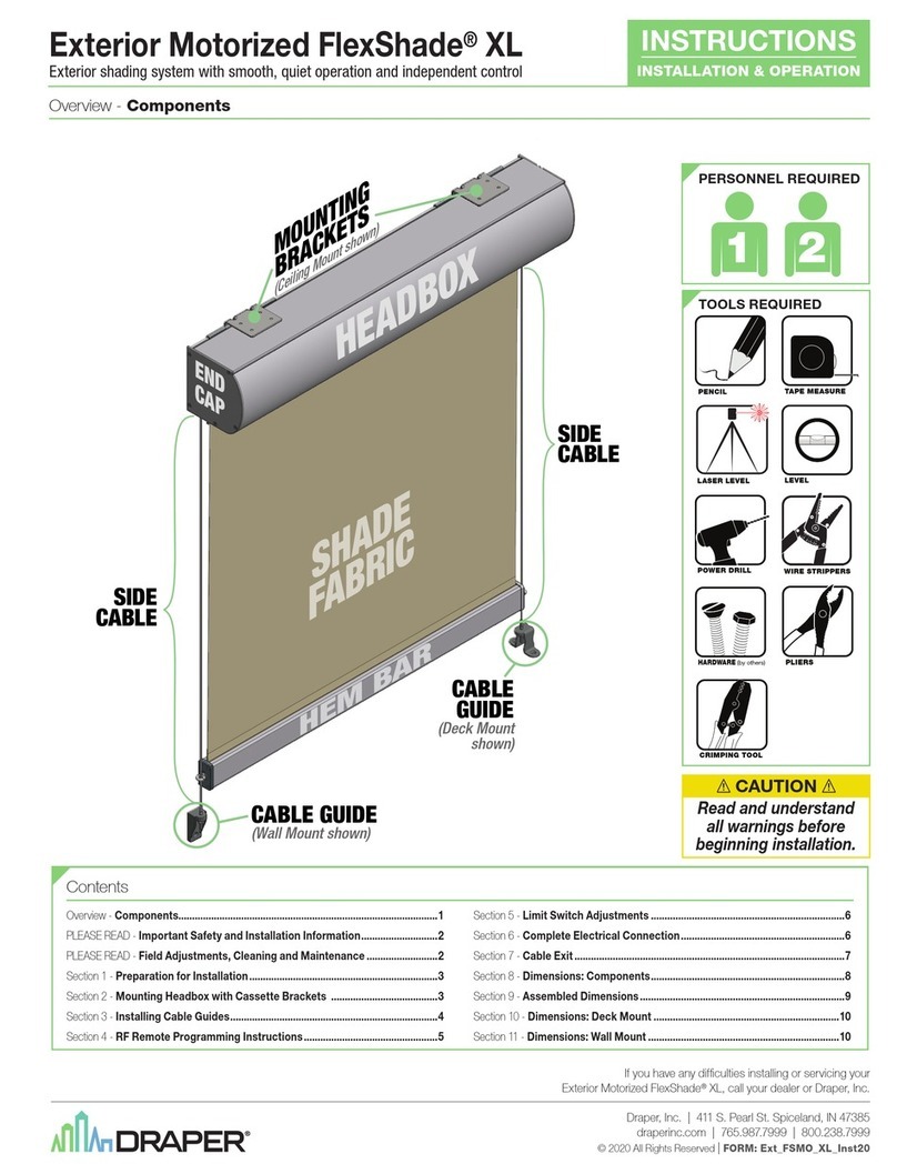 Draper Exterior Motorized FlexShade XL Installation & operation instructions