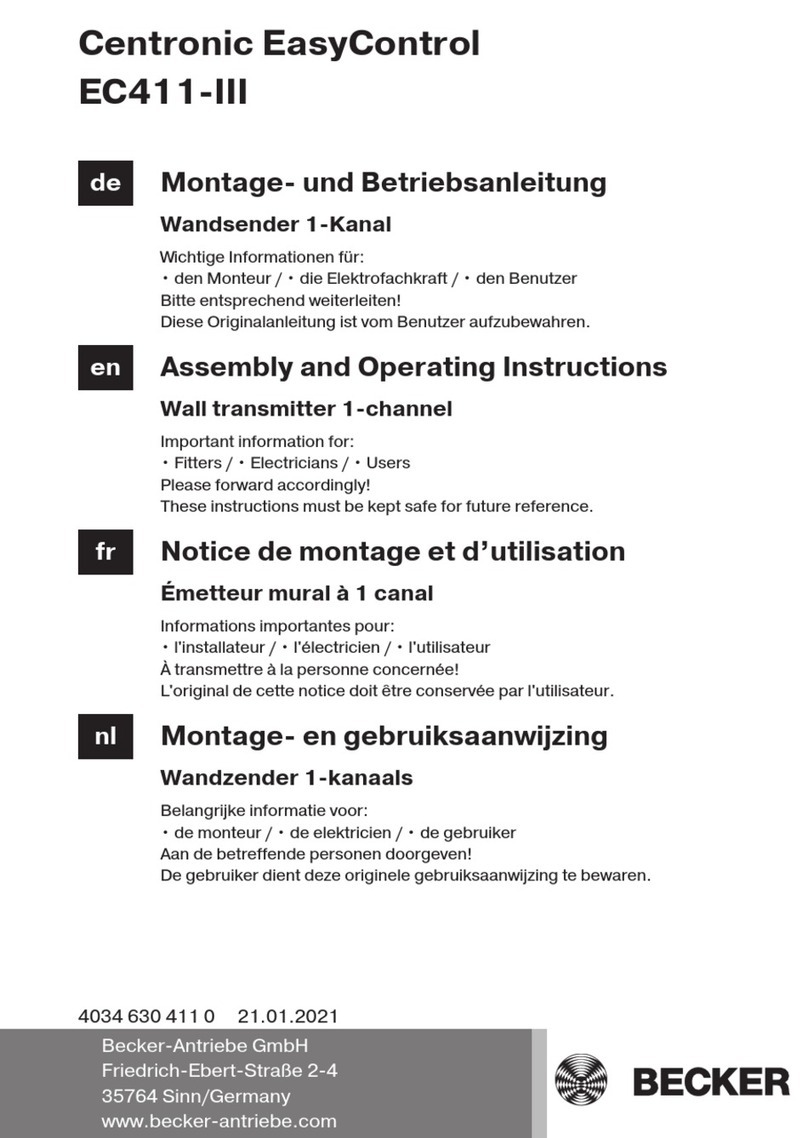 Becker Centronic EasyControl EC411-III Assembly and operating instructions