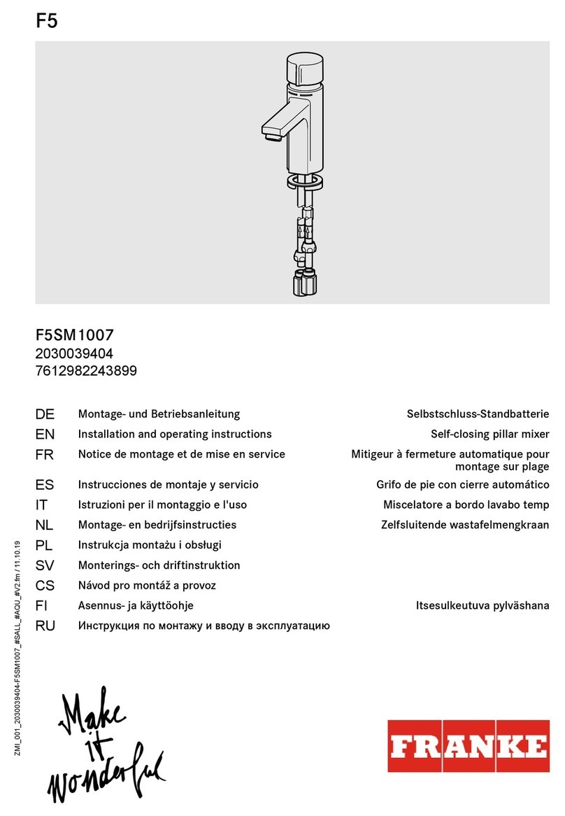 Franke F5SM1007 Installation and operating instructions Franke F5SM1007 Installation and operating instructions