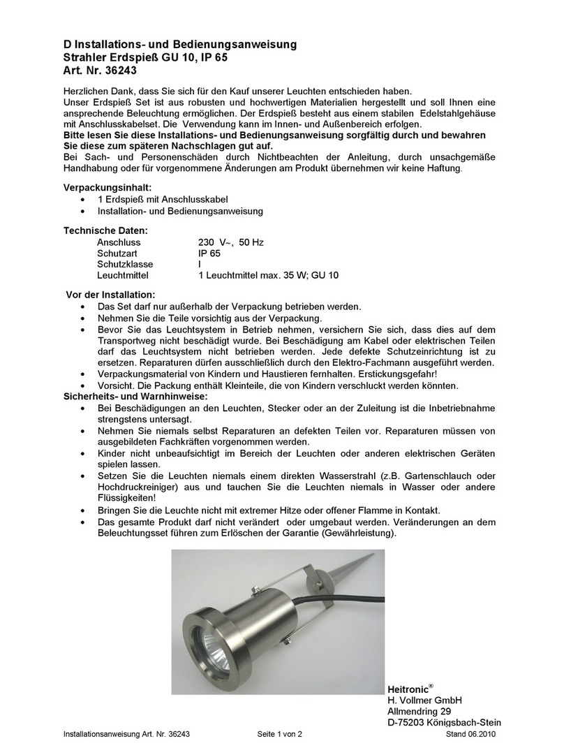 Heitronic 36243 Installation and operating instructions