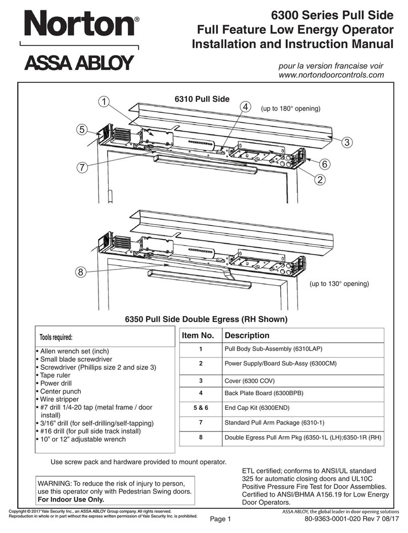 Assa Abloy Norton 6300 Series Installation and instruction manual Assa Abloy Norton 6300 Series Installation and instruction manual
