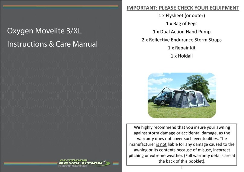 Outdoor Revolution Oxygen Movelite 3 Instructions & care manual