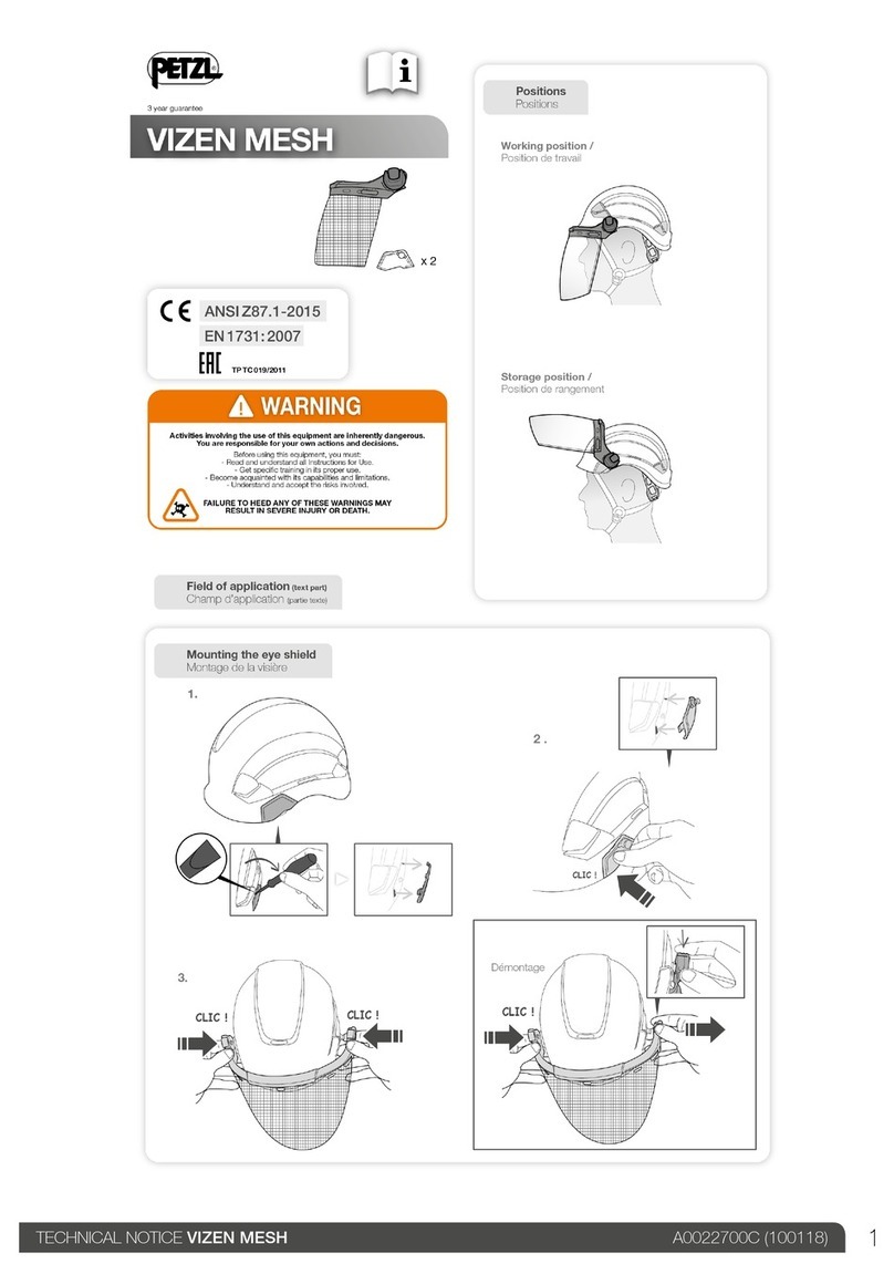 Petzl VIZEN MESH TECHNICAL NOTICE