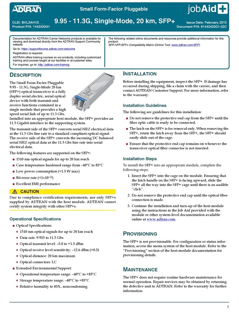 ADTRAN BVL3AH1D Series User manual