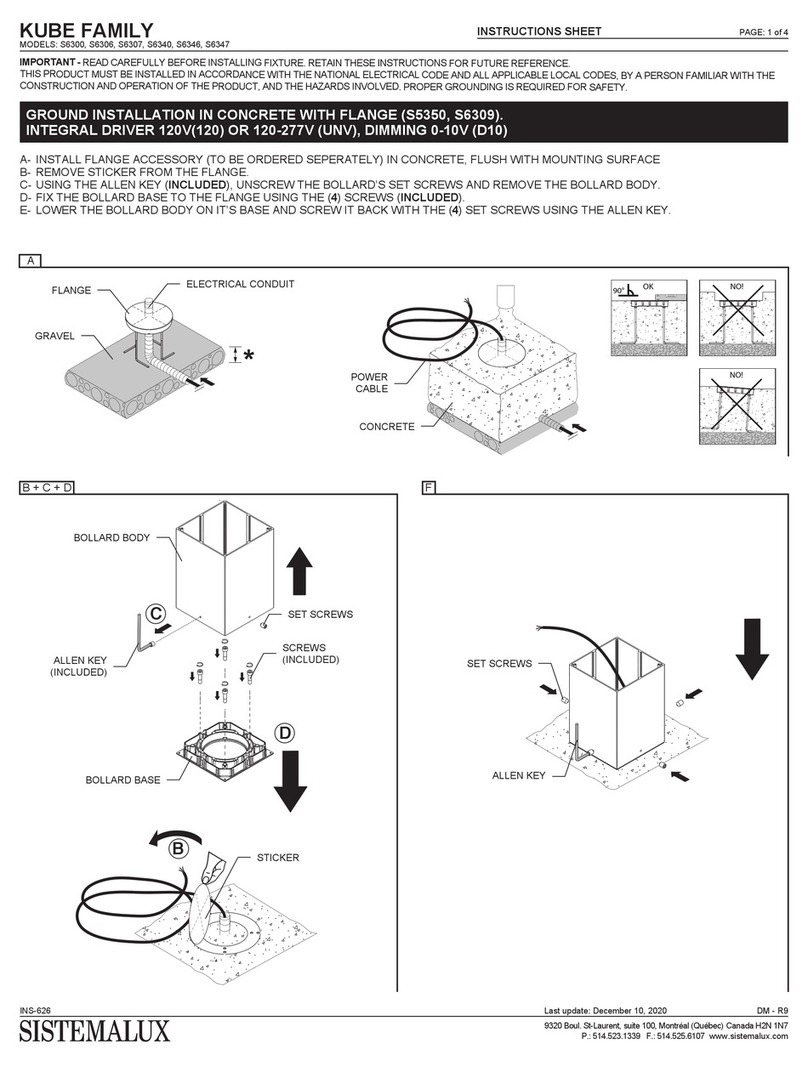 Sistemalux S6300 instruction sheet Sistemalux S6300 instruction sheet