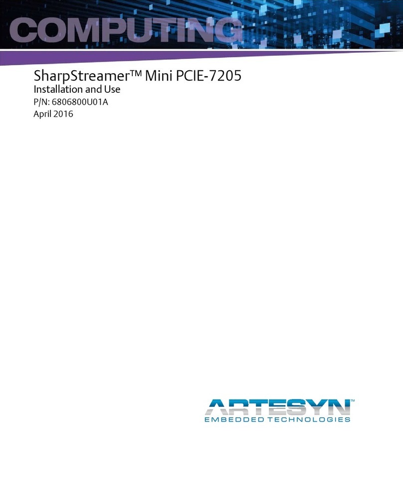 ARTESYN EMBEDDED TECHNOLOGIES SharpStreamer Mini PCIE-7205 Installation and user