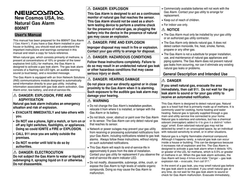 New Cosmos USA DeNova Detect 806NIT user manual