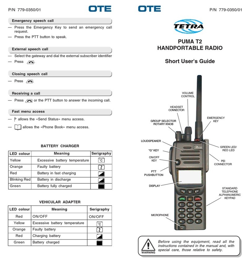 OTE TETRA PUMA T2 Short user guide