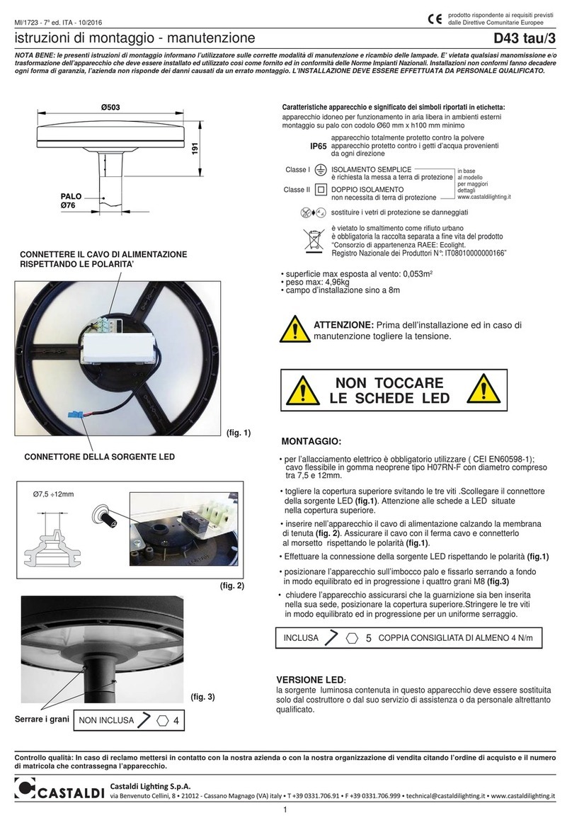 Castaldi Lighting D43 tau/3 Installation and maintenance sheet