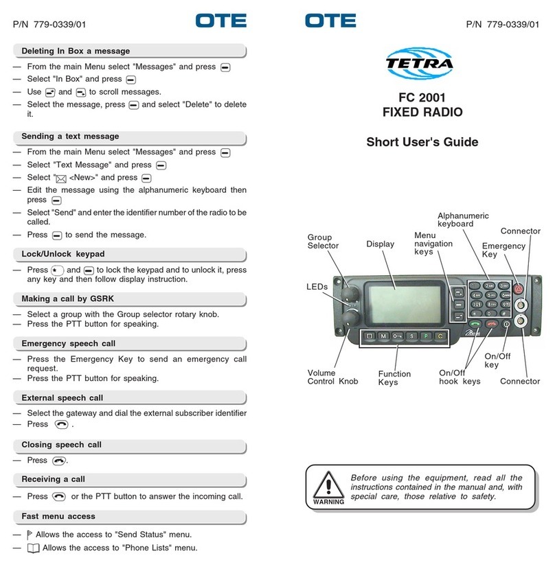 OTE TETRA FC 2001 Short user guide