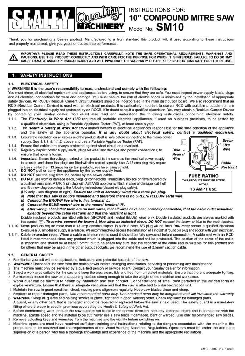 Sealey Quality machinery SM10 instructions