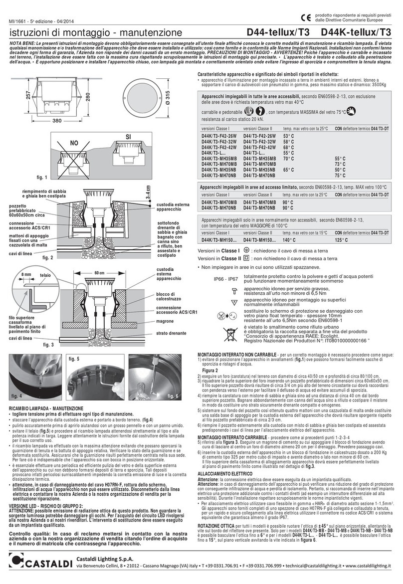 Castaldi Lighting D44K/T3-L Series Installation and maintenance sheet Castaldi Lighting D44K/T3-L Series Installation and maintenance sheet