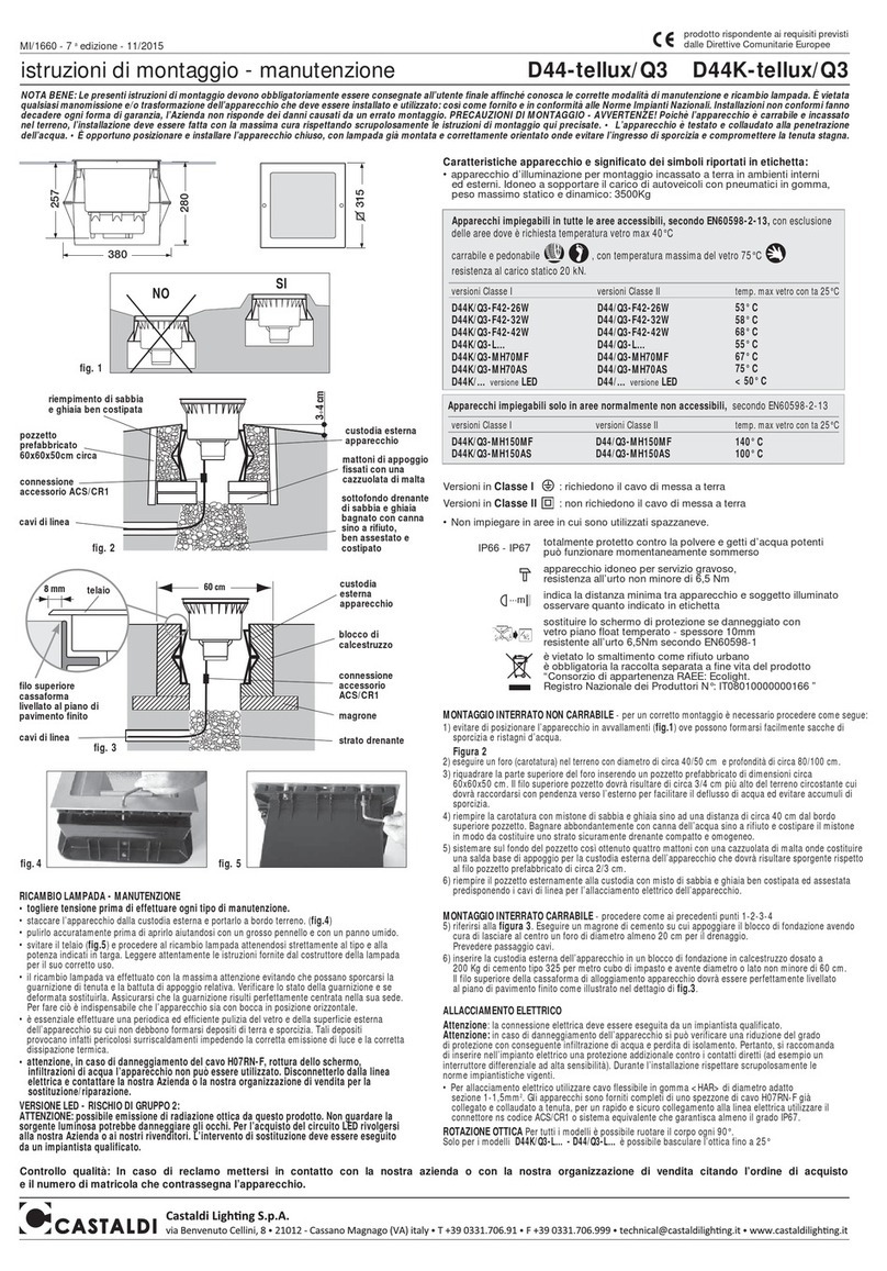 Castaldi Lighting D44K/Q3-L Series Installation and maintenance sheet