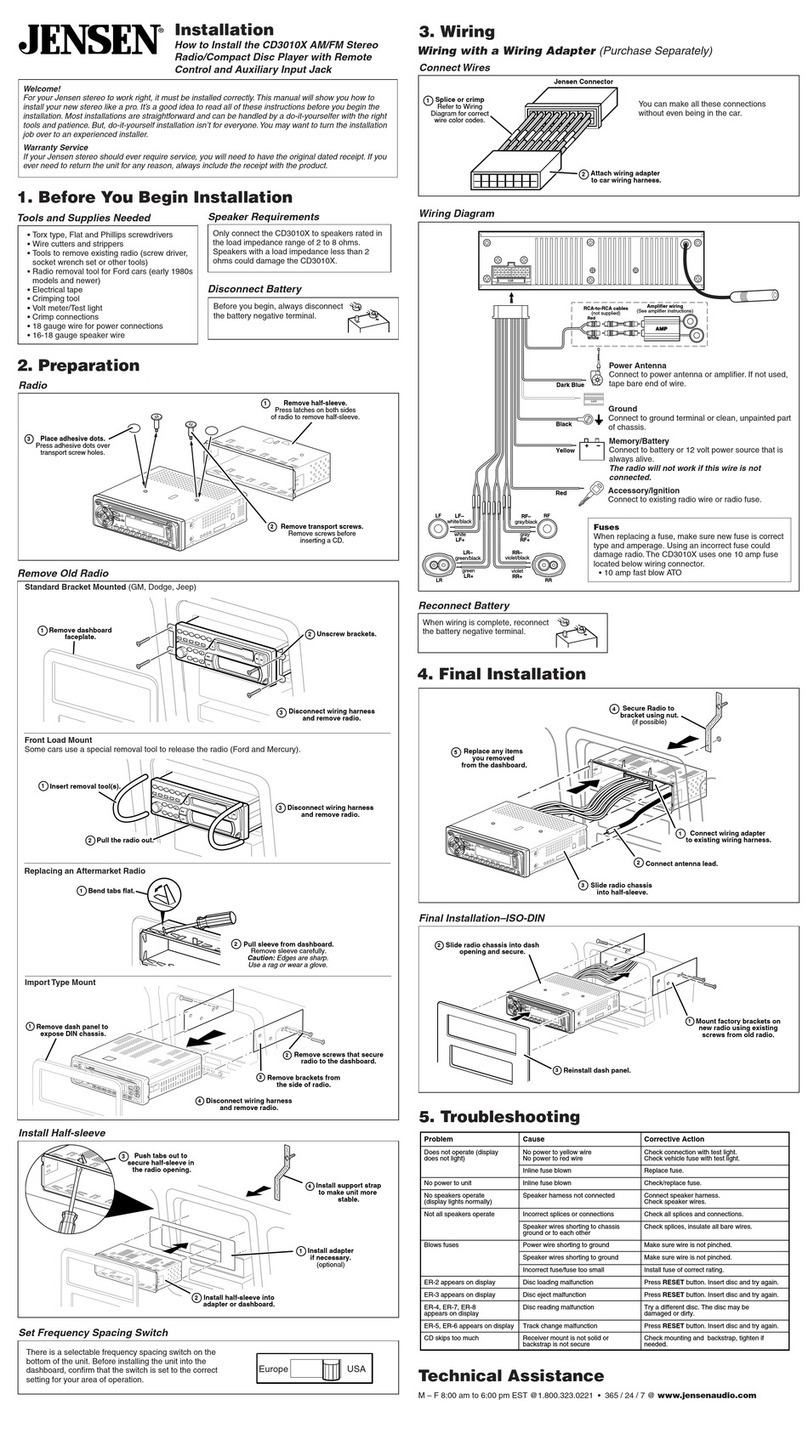Jensen cd3010x User manual