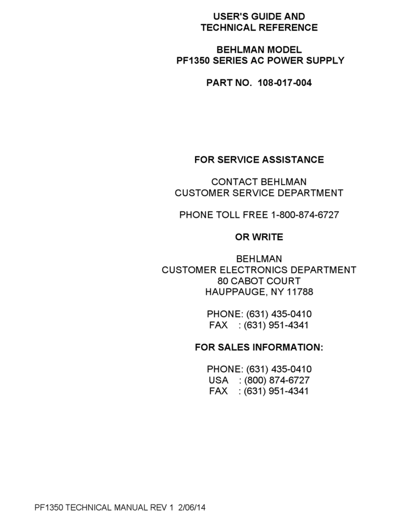 BEHLMAN PF1350 Series User's guide and technical reference manual
