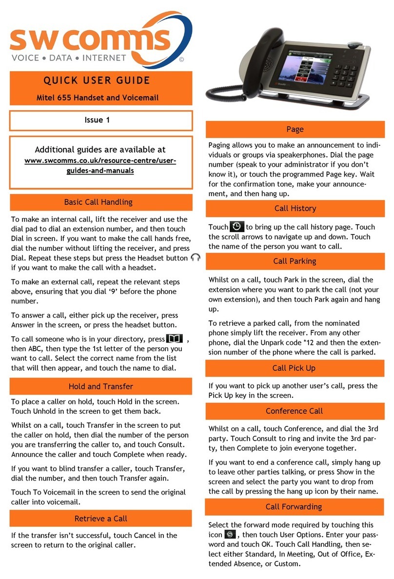 SW Comms Mitel 655 Quick user guide