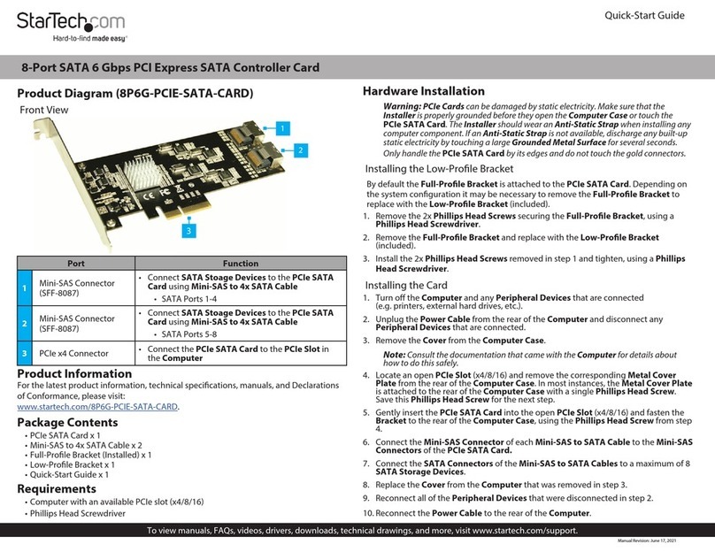 StarTech.com 8P6G-PCIE-SATA-CARD User manual