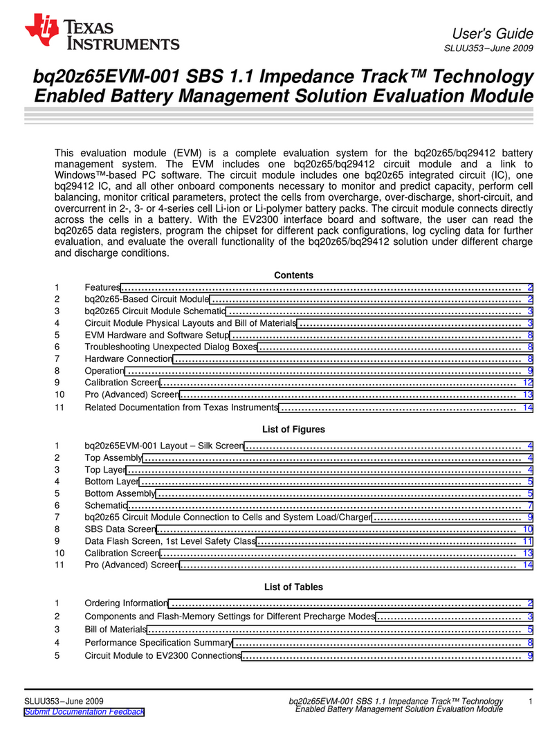 Texas Instruments bq20z65EVM-001 User manual