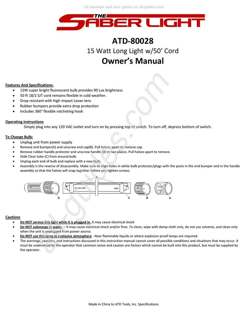 ATD Tools Saber Light ATD-80028 owner's manual