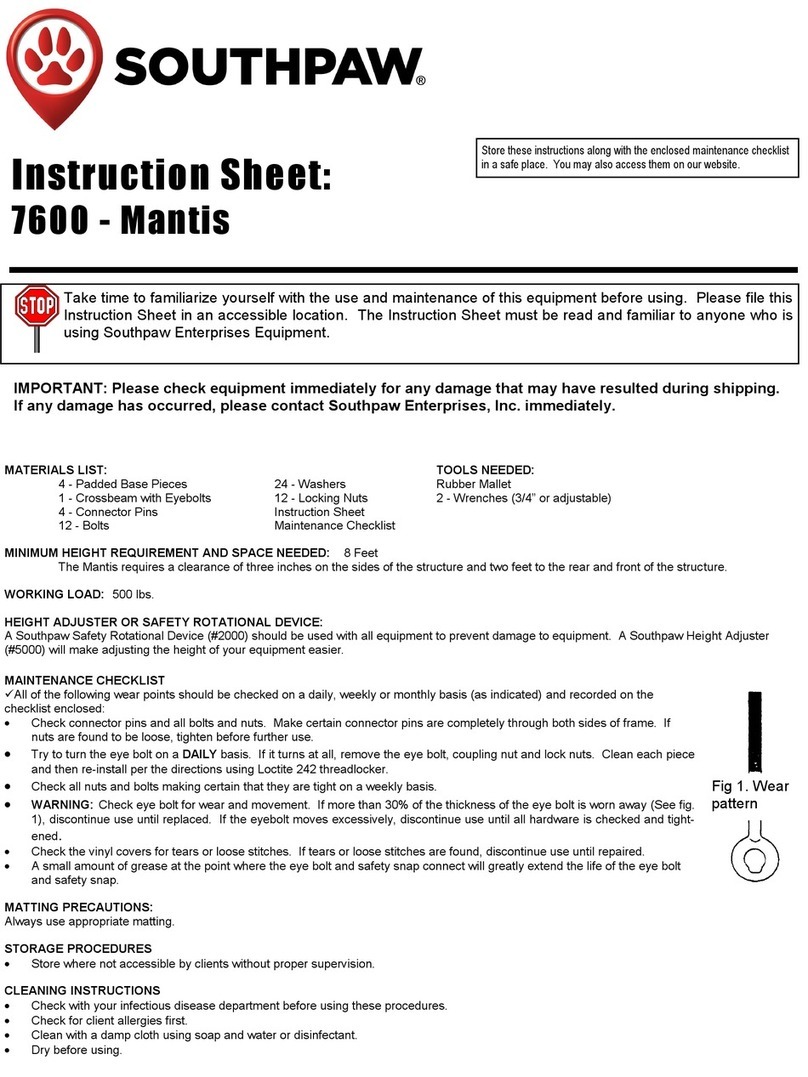 southpaw enterprises Mantis 7600 instruction sheet