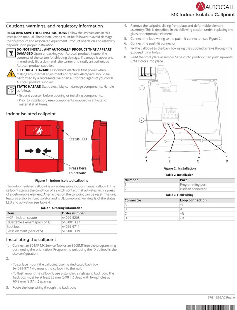 Johnson Controls Autocall MX Indoor Isolated Callpoint quick start guide