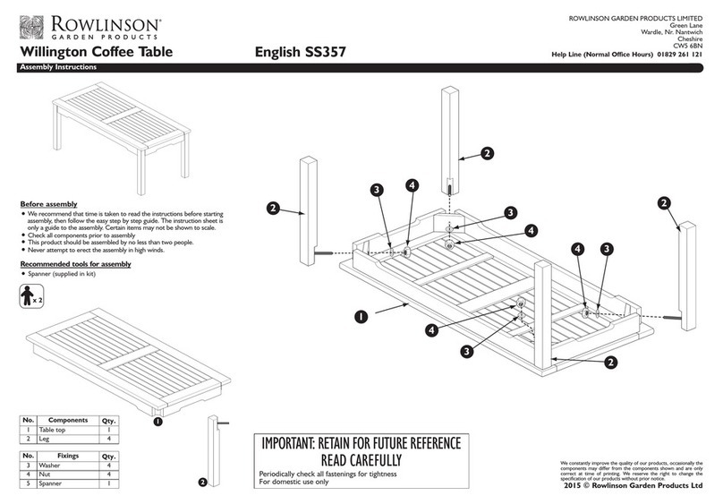 Rowlinson Garden Products Willington SS357 Assembly instructions