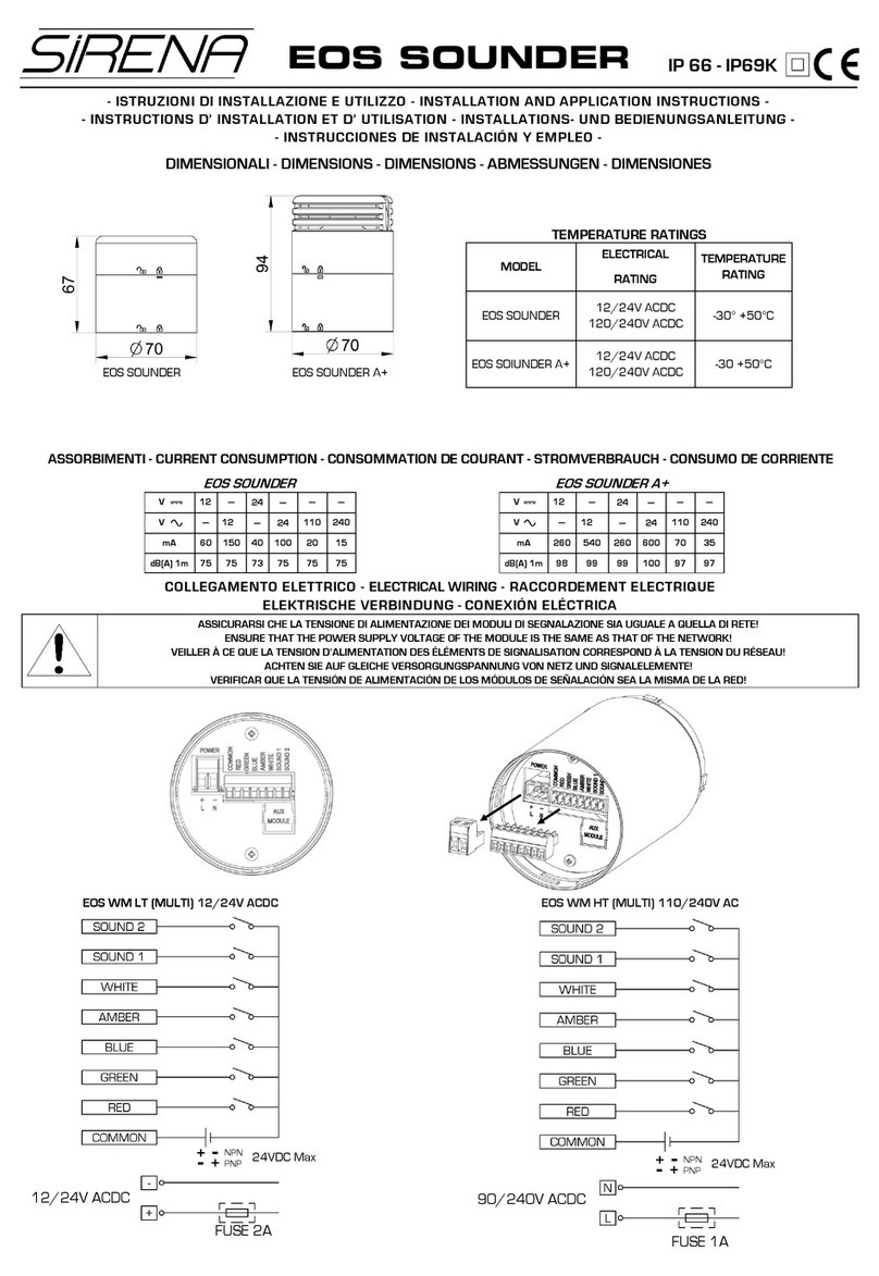 Sirena EOS SOUNDER INSTALLATION AND APPLICATION INSTRUCTIONS