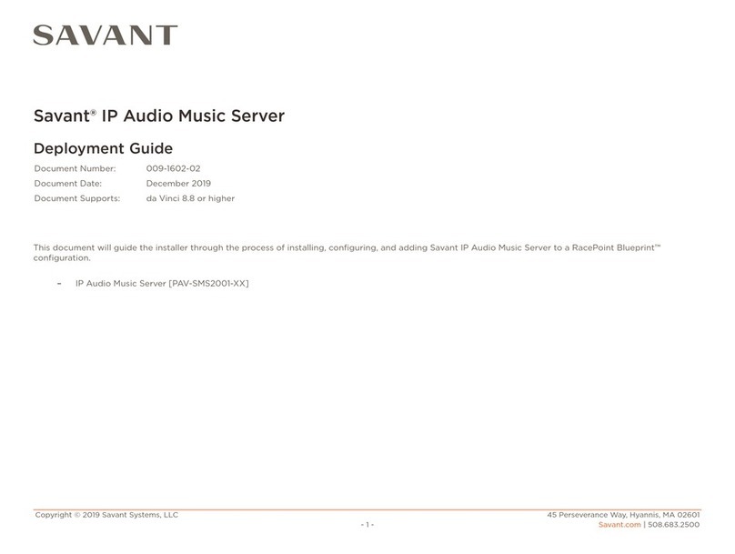 Savant PAV-SMS2001 Quick reference guide