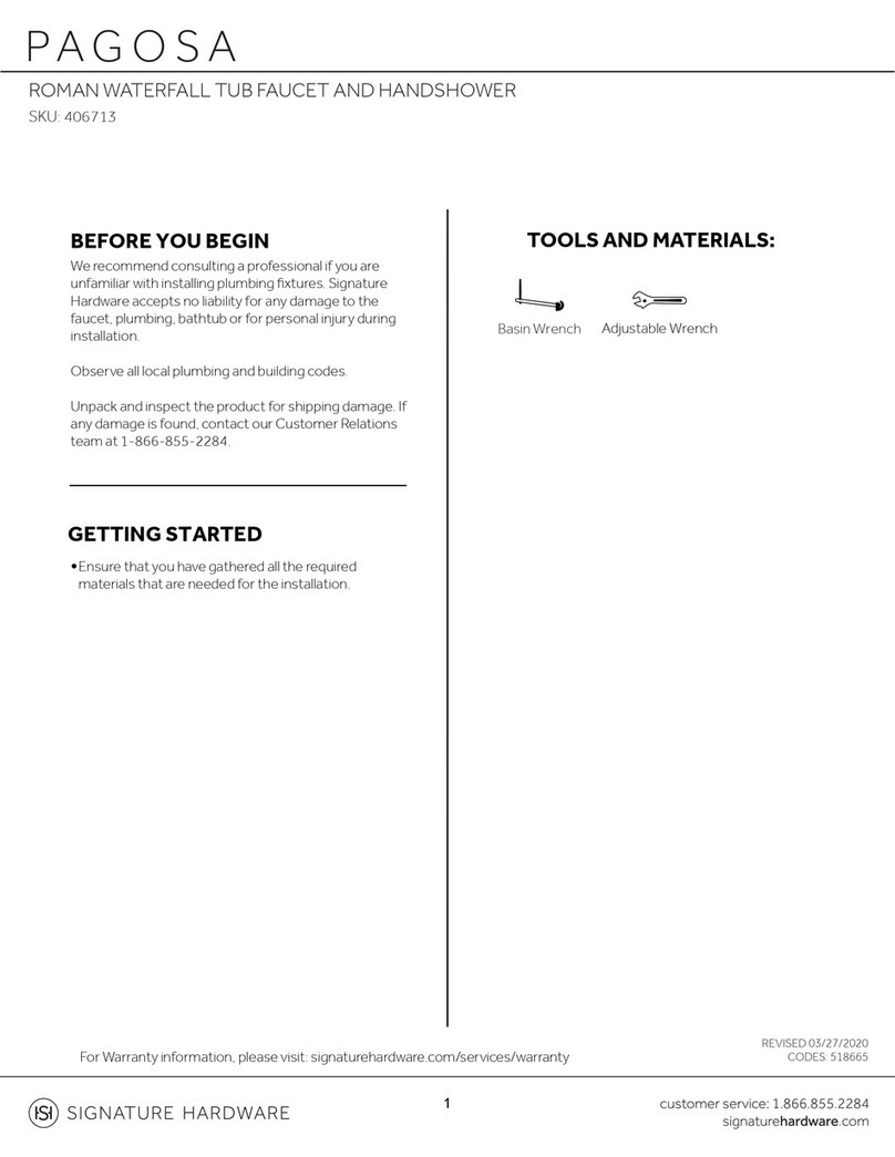 Signature Hardware PAGOSA 406713 User manual Signature Hardware PAGOSA 406713 User manual