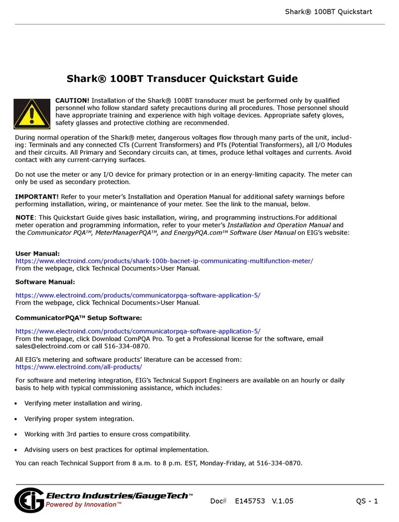 Electro Industries/GaugeTech Shark 100BT quick start guide