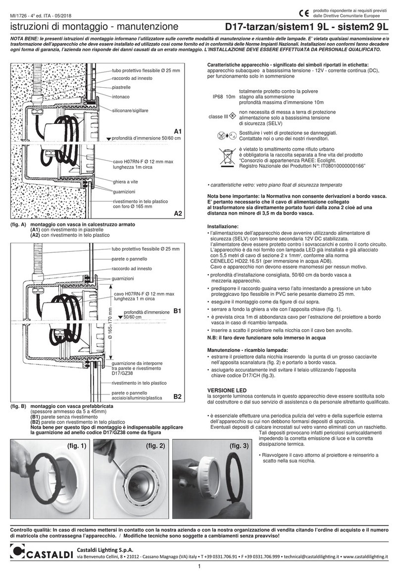 Castaldi Lighting D17-tarzan/sistem1 9L Installation and maintenance sheet
