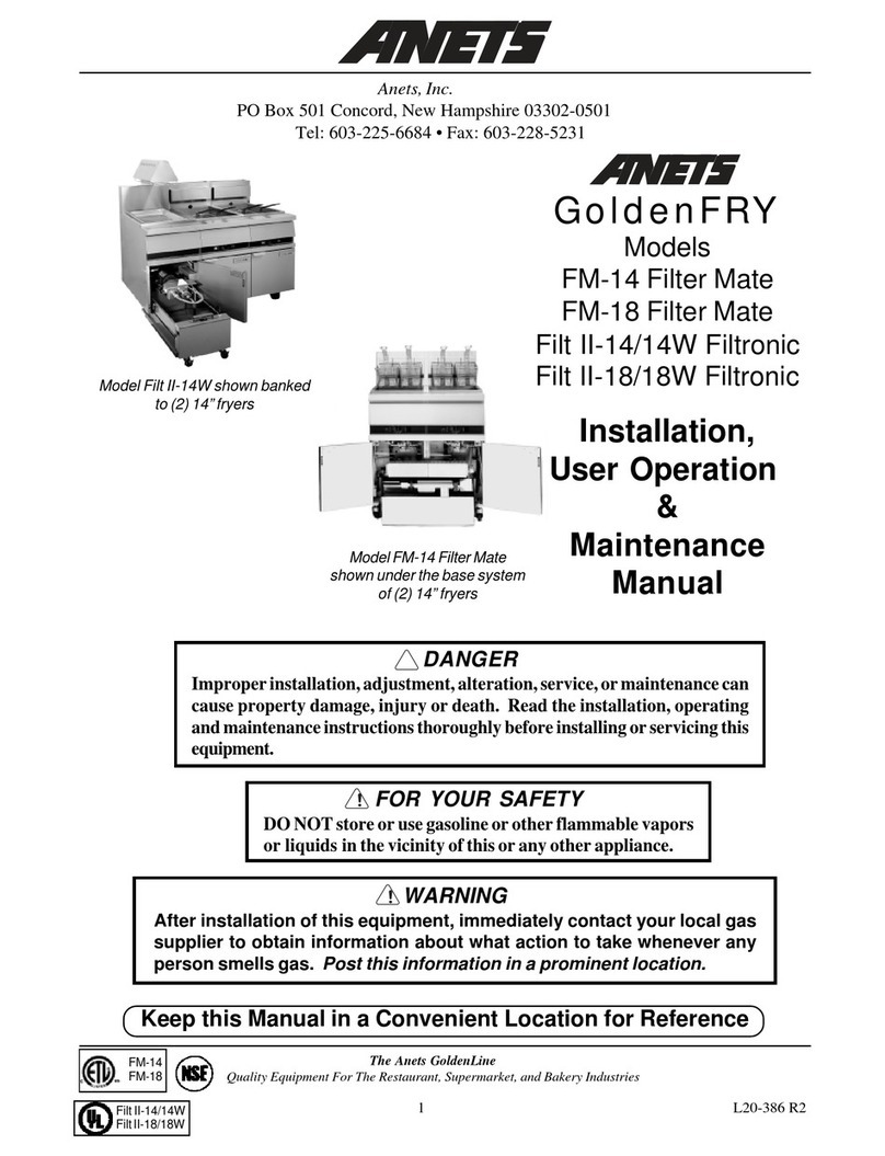 Anets GoldenFRY FM-14 Installation, user operation & maintenance manual