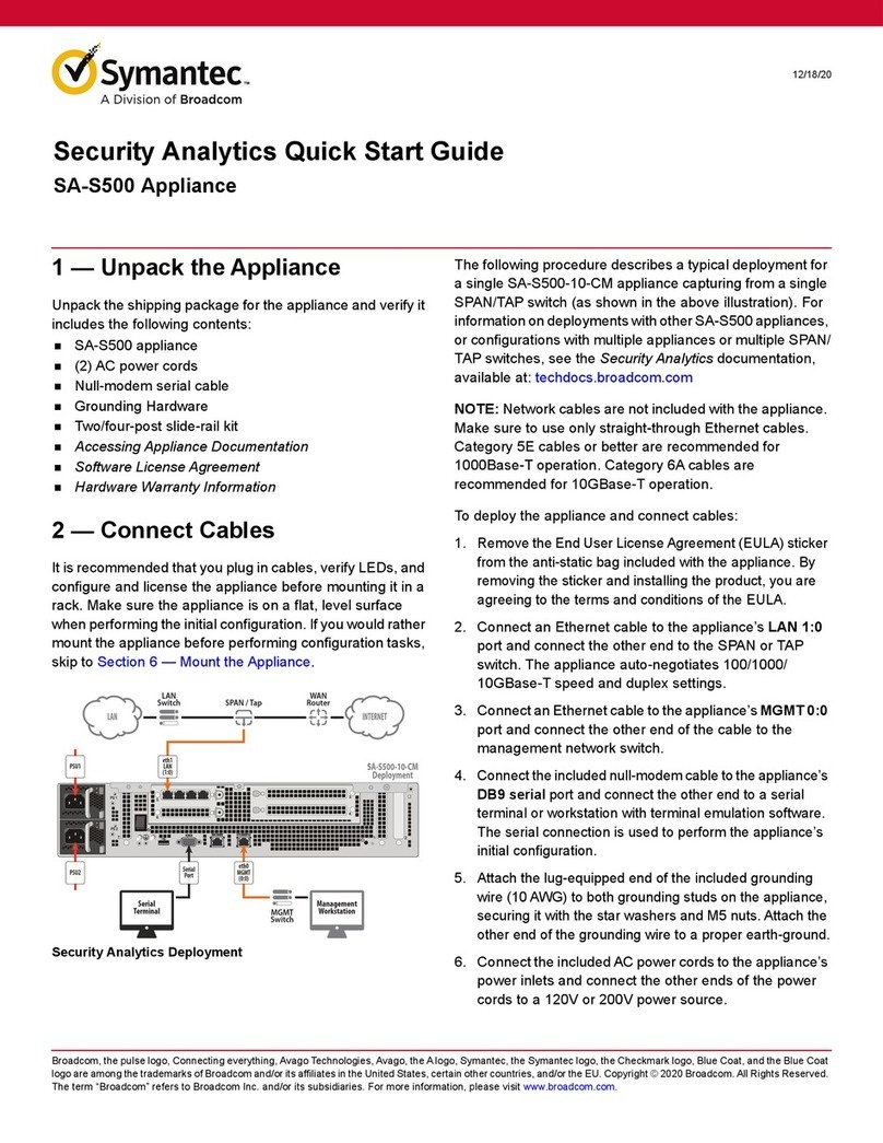 Broadcom Symatec SA-S500 quick start guide