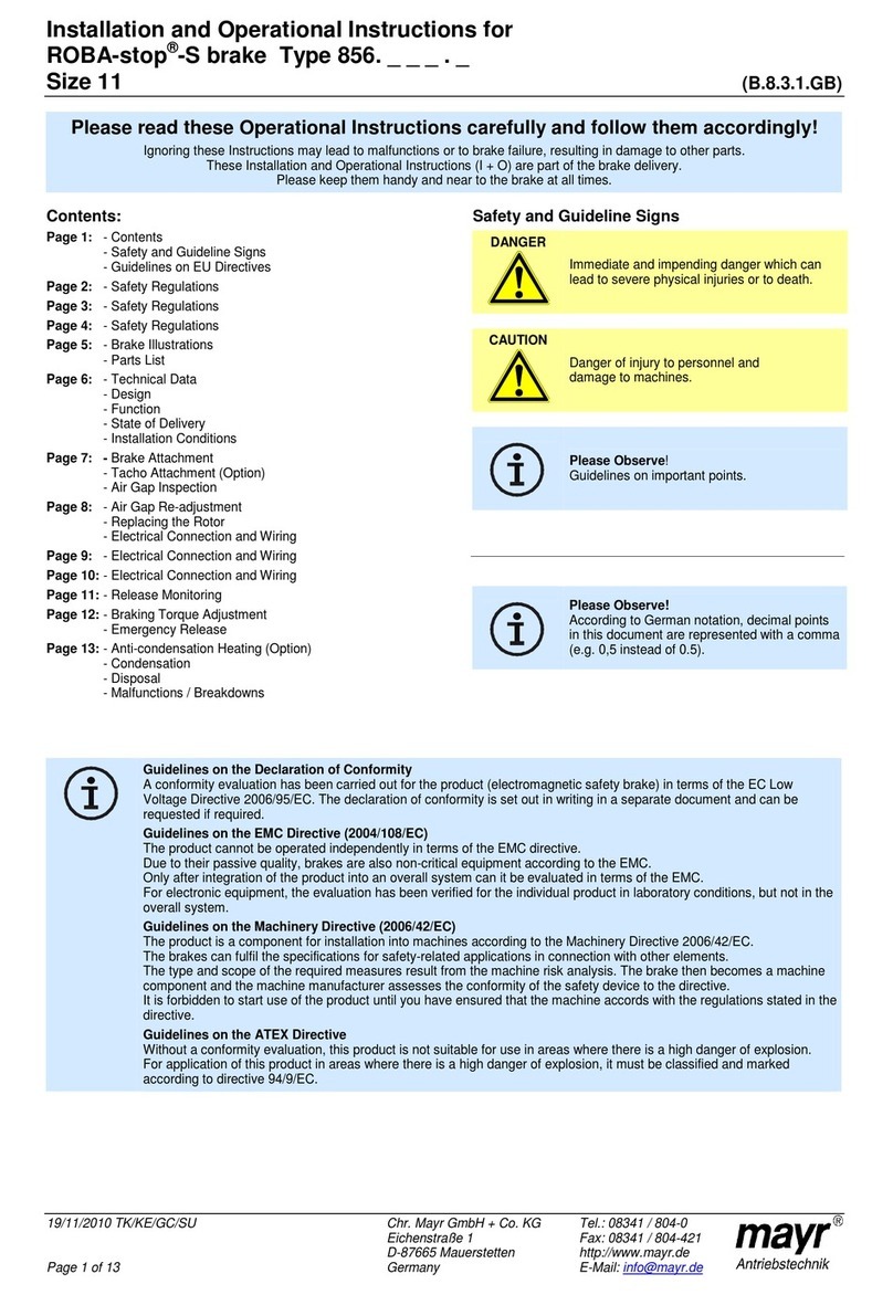 Mayr ROBA-stop-S 856 Installation and operational instructions Mayr ROBA-stop-S 856 Installation and operational instructions