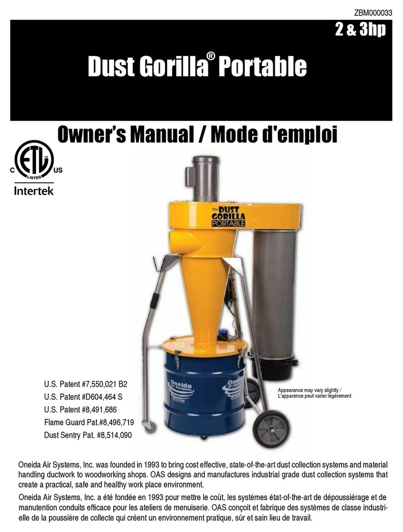 Oneida Air Systems Dust Gorilla Portable XXP990201H owner's manual