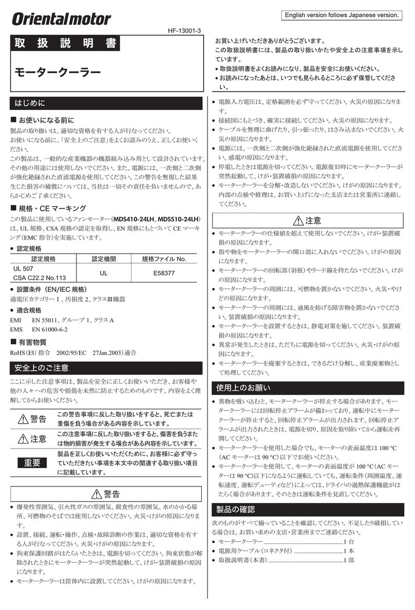 Oriental motor MCPF6A operating manual
